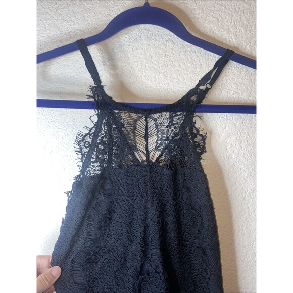 Free People Intimately Black dress Lace Sexy Crochet XS HOCO fairy goth - Picture 7 of 13